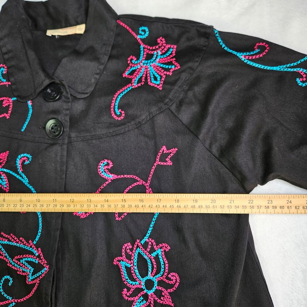 Choices Jacket Large Black Pink Floral Embroidered Rodeo Boho Cowgirl Western - Picture 13 of 15